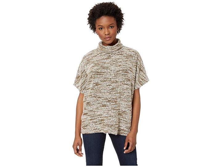 Mod-o-doc Boucle Slouchy Funnel Neck Short Sleeve Pullover (camellia) Women's Clothing