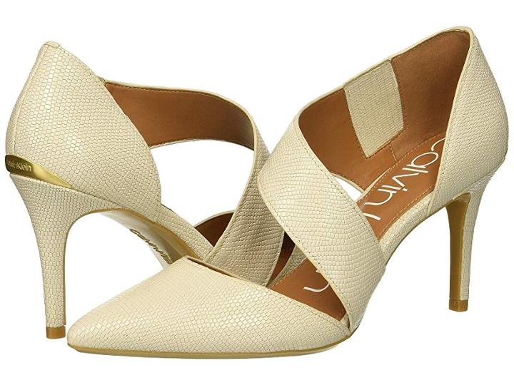 Calvin Klein Gella Pump (soft White Shiny Lizard) High Heels