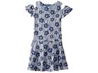 Us Angels Soutache Cold Shoulder Lace Dress (little Kids) (denim) Girl's Dress