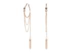 Guess Hoop With Drape Chain And Tassel Earrings (rose Gold/crystal/pink) Earring