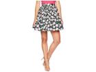 Unique Vintage 1950s Black Pink Floral High-waist Flare Skirt (black/pink Roses) Women's Skirt
