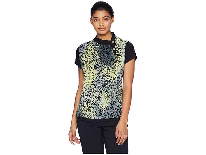 Jamie Sadock Crunchy Leopard Print Short Sleeve Top (bananarama Yellow) Women's Clothing