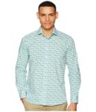 Etro Floral Button Down Shirt (white/blue/green) Men's Long Sleeve Button Up