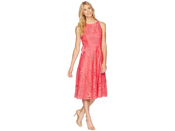Tahari By Asl Lace Midi Dress (watermelon) Women's Dress