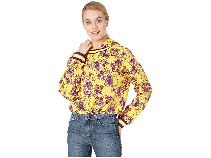 Juicy Couture Etched Floral Cinched Pullover With Hood (etched Floral/soft) Women's Clothing