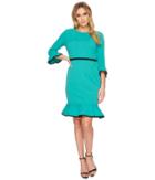 Donna Morgan 3/4 Sleeve Crepe Shift Dress W/ Contrast Piping Detail (peacock/black) Women's Dress