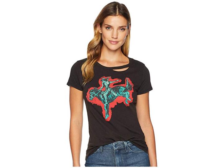 Rock And Roll Cowgirl Short Sleeve T-shirt 49t7451 (black) Women's Clothing