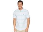 Vineyard Vines Slim Fit Sand Piper Stripe Short Sleeve Oxford Tucker Shirt (pool Side) Men's Clothing