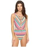 Bleu Rod Beattie In Living Color Lace Down Over The Shoulder Mio One-piece (multi) Women's Swimsuits One Piece