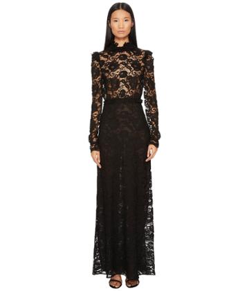 Francesco Scognamiglio Long Sleeve Lace Gown (black) Women's Dress