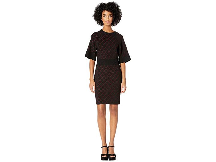 Nicole Miller Diamond Knit Dress (black/red) Women's Dress