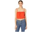Juicy Couture Washed Linen Top (lava Red) Women's Clothing