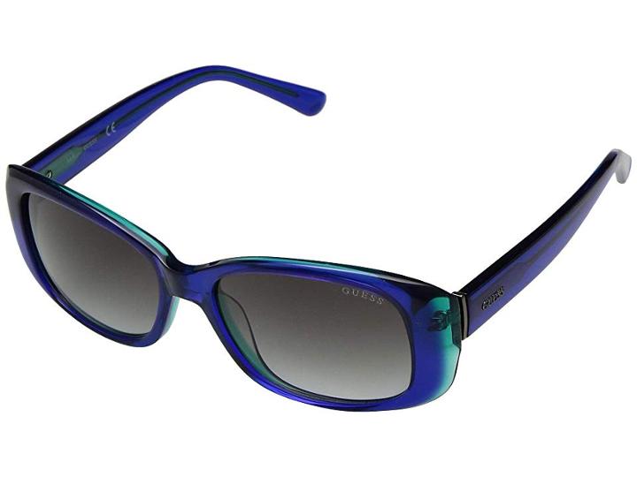 Guess Gu7408 (shiny Blue/blue Mirror) Fashion Sunglasses