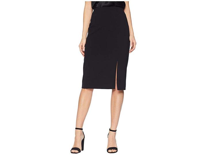 Tahari By Asl Bi-stretch Pencil Skirt With Front Slit (black) Women's Skirt