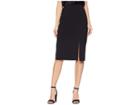 Tahari By Asl Bi-stretch Pencil Skirt With Front Slit (black) Women's Skirt