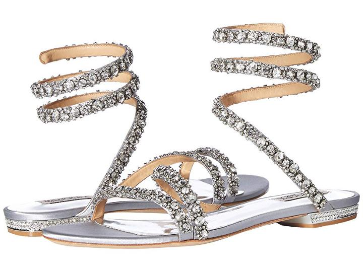 Badgley Mischka Paz (silver Satin) Women's Sandals