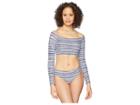 Splendid Nautical By Nature Long Sleeve Crop Top (navy) Women's Swimwear