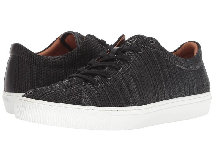 Aquatalia Andre (black Woven Leather) Men's Lace Up Casual Shoes