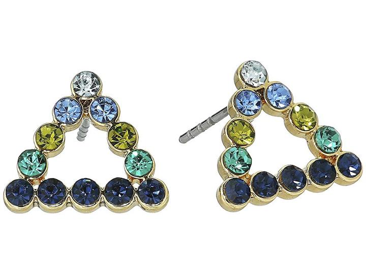 Rebecca Minkoff Triangle Stud Earrings (blue Multi/gold) Earring