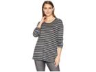 Tribal Long Sleeve Striped Honeycomb Crew Neck Top (charcoal) Women's Long Sleeve Pullover