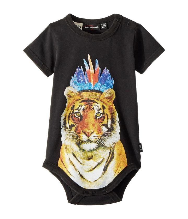 Rock Your Baby Artemis Short Sleeve Bodysuit (infant) (black) Boy's Jumpsuit & Rompers One Piece
