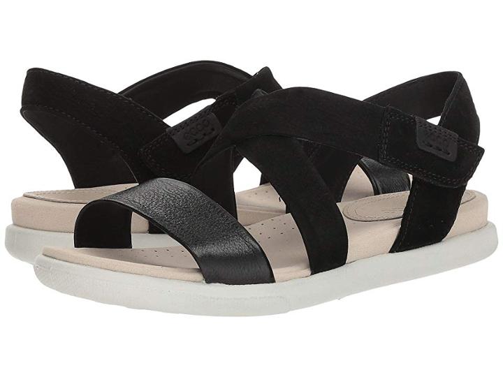 Ecco Damara Crisscross Sandal (black/black Leather/cow Nubuck) Women's Sandals