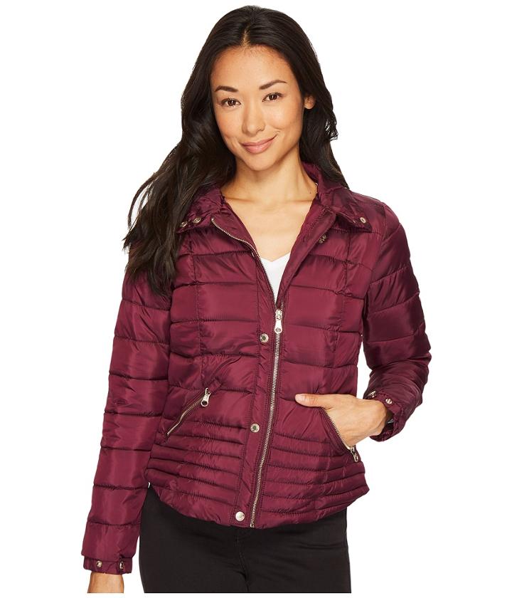 U.s. Polo Assn. Quilted Moto Puffer Jacket (berry Park) Women's Coat