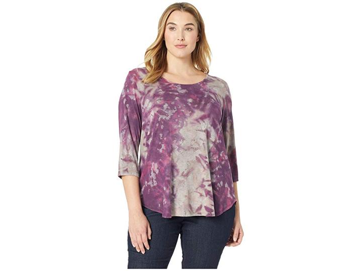 Karen Kane Plus Plus Size 3/4 Sleeve Top (tie-dye) Women's Clothing