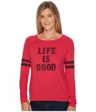 Life Is Good Life Is Good(r) Long Sleeve Vintage Sport Tee (pop Pink) Women's Long Sleeve Pullover