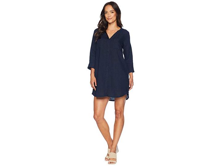 Allen Allen Solid Two-pocket Dress (lapis) Women's Dress