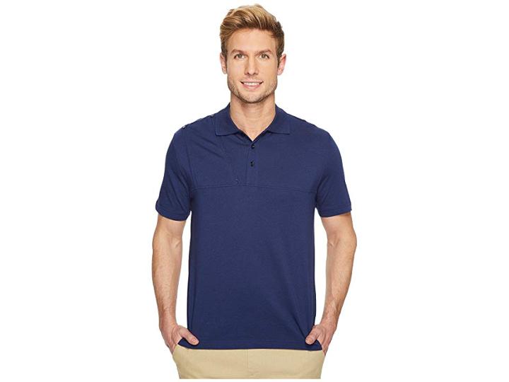 Care+wear Right Side Chest Access Polo Shirt (navy Blue) Men's Short Sleeve Knit