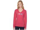 Life Is Good Smiley Love Long Sleeve Crusher Vee (fiesta Pink) Women's T Shirt