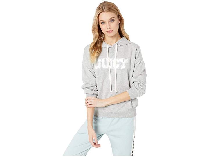 Juicy Couture Oversize Logo Collegiate Hoodie (heather Cozy) Women's Clothing