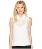 Calvin Klein Collared Lace Sleeveless Top (cream) Women's Sleeveless
