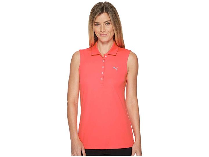 Puma Golf Sleeveless Pounce Polo (bright Plasma) Women's Sleeveless
