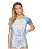 Roxy Dream Sea Short Sleeve Rashguard (marshmallow Miami On Sunset) Women's Swimwear