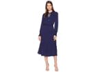 Michael Michael Kors Solid Long Sleeve Tie Neck Dress (true Navy) Women's Dress