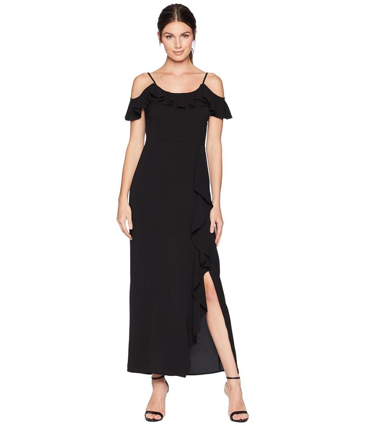 Bebe Cold Shoulder Ruffled Cami Maxi Dress (black) Women's Dress