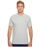 Lacoste Short Sleeve Petit Pique Collar/sleeve Contrast Regular (silver Chine/white) Men's Short Sleeve Pullover