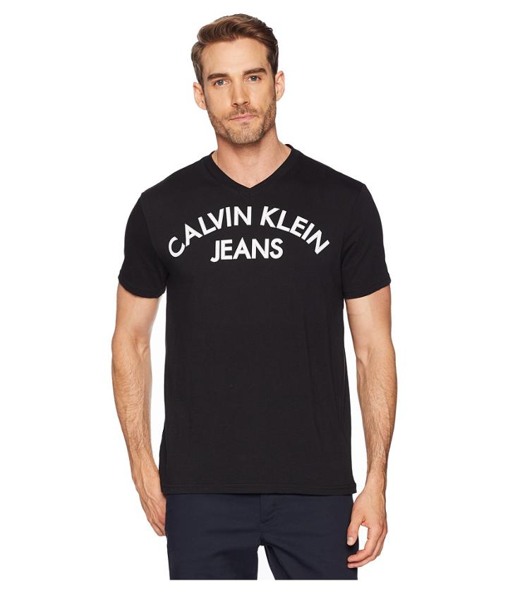 Calvin Klein Jeans Curved Outline Logo Tee (black) Men's T Shirt
