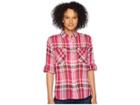 Lauren Ralph Lauren Plaid Button Down Shirt (red Multi) Women's Clothing