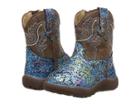 Roper Kids Glitter Aztec (infant/toddler) (blue Faux Glitter Vamp/brown Shaft) Cowboy Boots