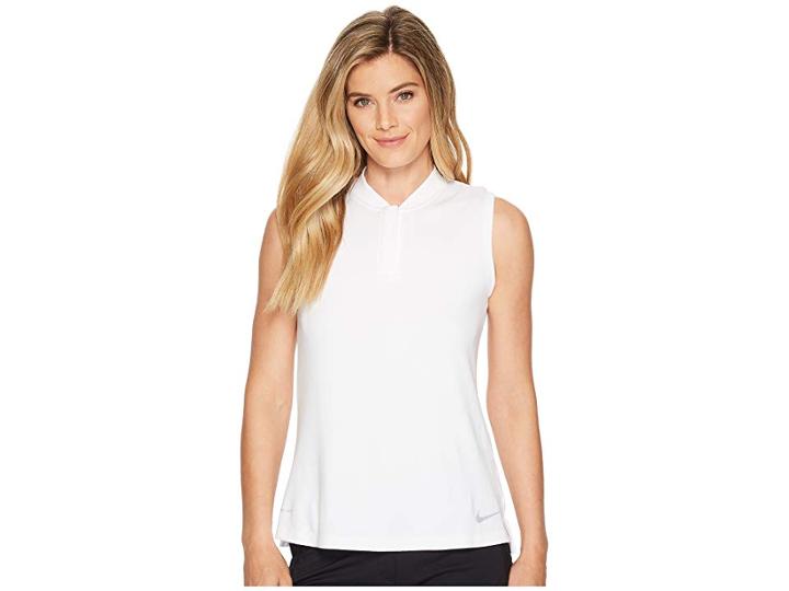 Nike Golf Dry Polo Sleeveless Blade (white/black) Women's Clothing