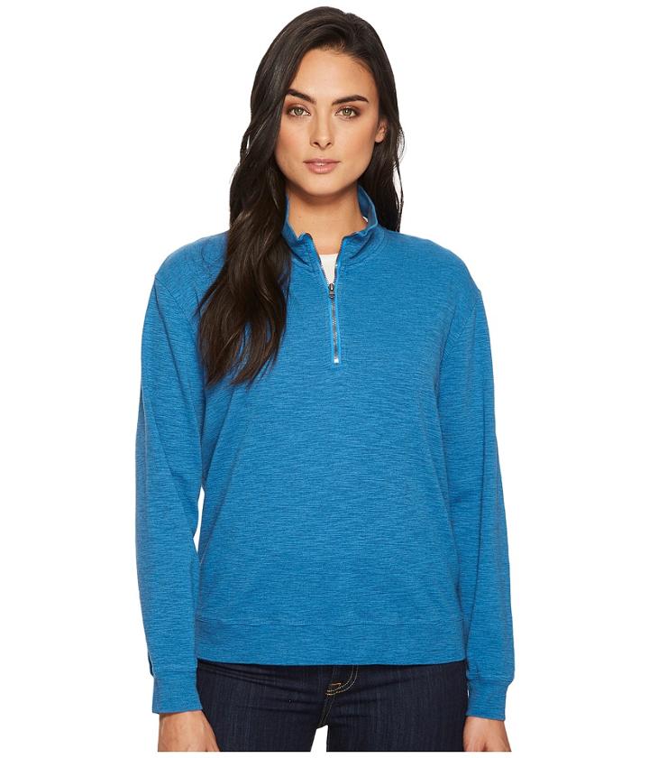 Mod-o-doc Heather Slub Rib 1/2 Zip Funnel Pullover (yacht) Women's Sweatshirt