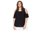 Karen Kane Plus Plus Size Cold Shoulder Ruffle Top (black) Women's Clothing