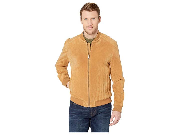 Cole Haan Suede Zip Front Water Resistant Jacket (tan) Men's Clothing