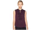 Tommy Hilfiger Ruffle Front Sleeeveless Woven (black/currant) Women's Sleeveless