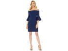 Vince Camuto Bell Sleeve Off The Shoulder Crepe Ponte Dress (ink Blue) Women's Dress
