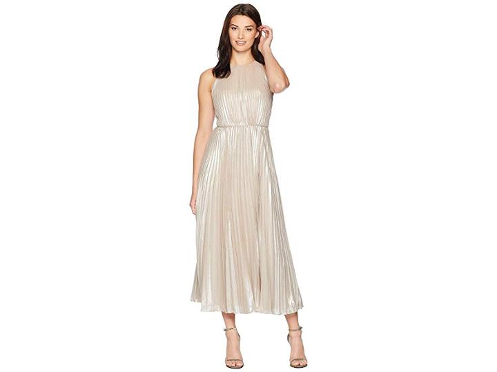 Jill Jill Stuart Pleated Metallic Midi (champaign) Women's Dress