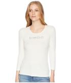Bebe Lace Insert Lace-up Back Logo Top (egret) Women's Clothing